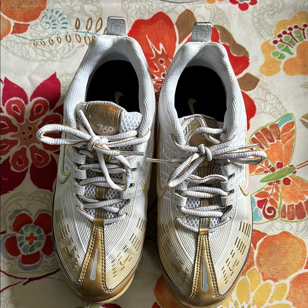 Nike Air Max 360 White and Gold Sneakers